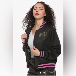 BT21 Women’s Black and Pink Bomber Jacket - Large K-Pop Punk EUC